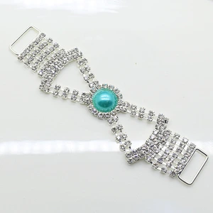 Sparkling new style silver plating crystal pearl Swimwear Bikini Connector manufacture