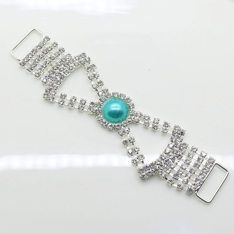 Sparkling new style silver plating crystal pearl Swimwear Bikini Connector manufacture