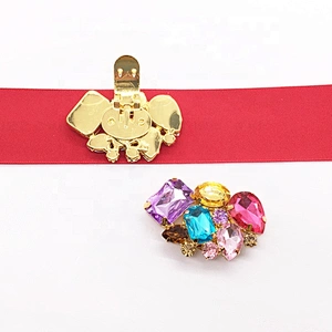 Rhinestones Decoration Various Colors Gold High Heel Shoe Spring Flat Clip Buckles
