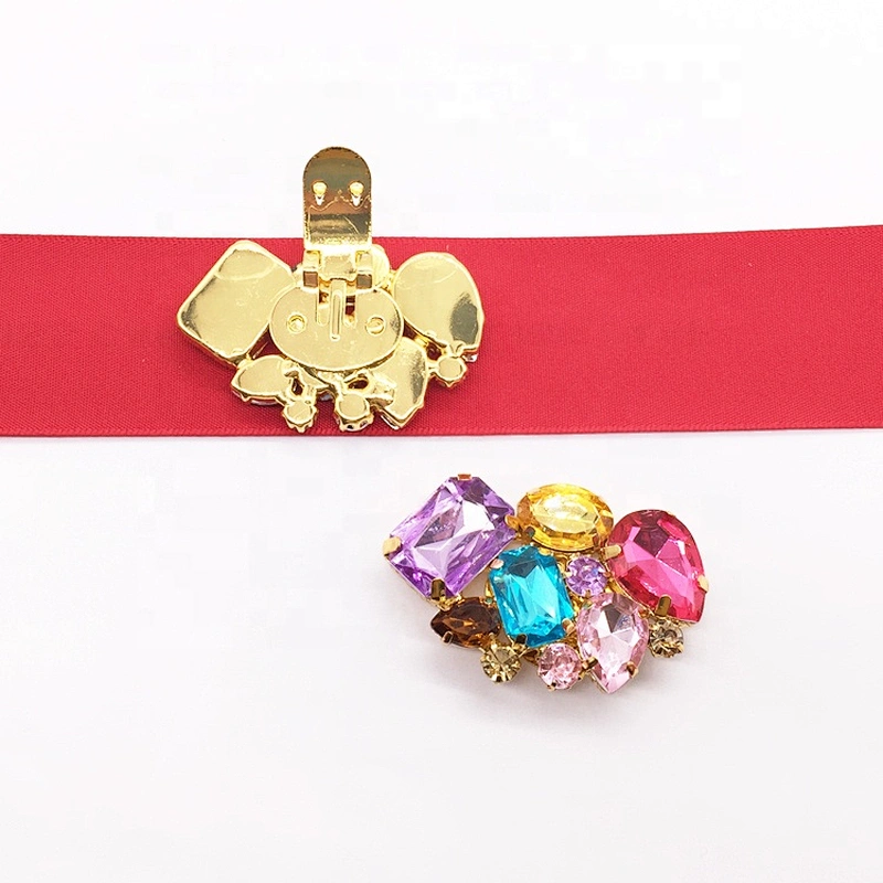 Rhinestones Decoration Various Colors Gold High Heel Shoe Spring Flat Clip Buckles