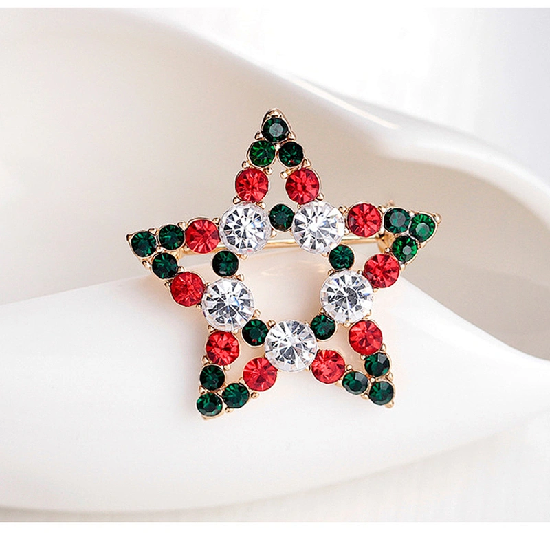 Hot selling blingbling colorful star shape brooch pin for Christmas Eve decoration