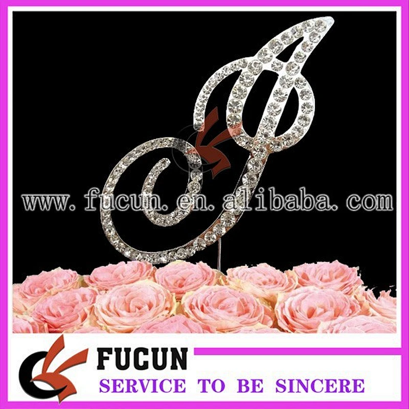 Hot sale diamond monogram letter initial cake for wedding centerpieces