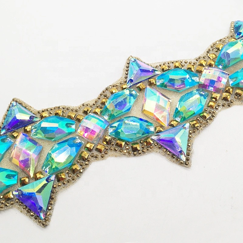 Wholesale hot fix crystal rhinestone trimming adhesive rhinestone tape for garment shoe and bag