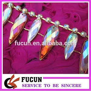 Sewing Craft Trim AB Colours Drop Rhinestone Chain