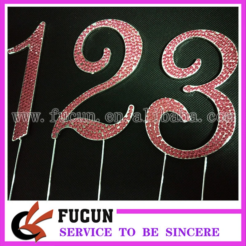 12CM  Number 0-9 large Custom Red Rhinestone Crystal Cake Topper