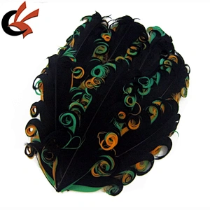 purple on orange and black 3 tones curly goose feather pad for headband