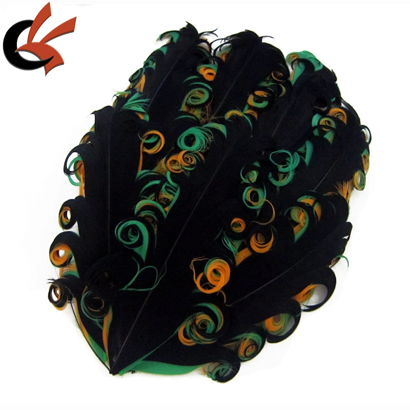 purple on orange and black 3 tones curly goose feather pad for headband