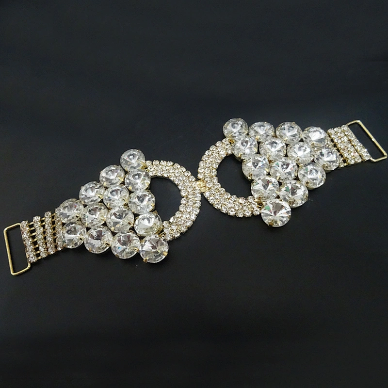 Hight Quality Guarantee Crystal Gold Glass Bra Flexional Rhinestone Bikini Connector Wholesale