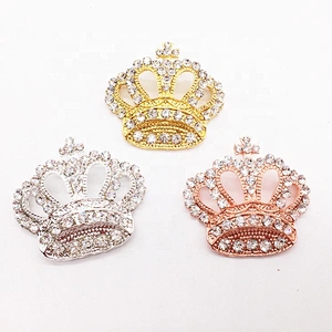 Vintage high fashion crystal gold crown tiara rhinestone brooch