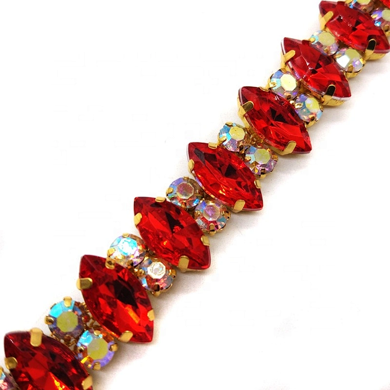 Wholesale Red Acrylic  AB clear Rhinestone Trim rhinestone chain
