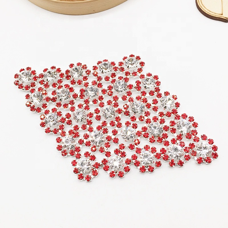 Wholesale attractive large square flat back rhinestone red crystal embellished applique for decoration