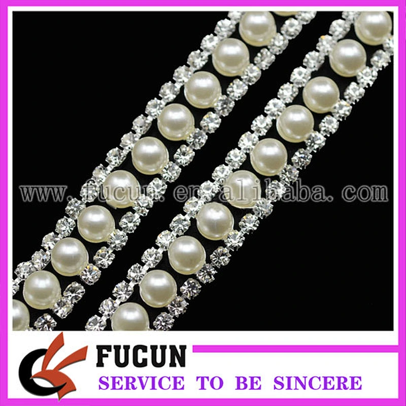 Alibaba China beaded trim imitate pearl cup chain