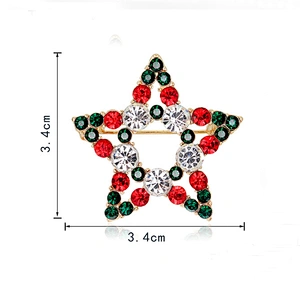 Hot selling blingbling colorful star shape brooch pin for Christmas Eve decoration