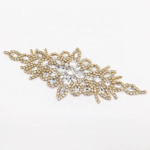wholesale wedding clothing fabric handmade embroidery designs crystal rhinestone applique