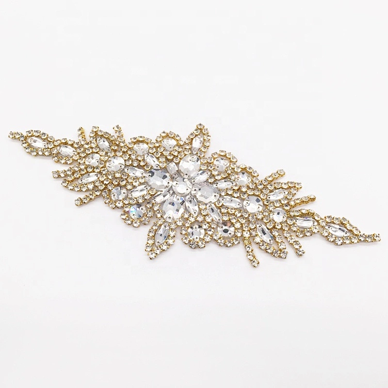 wholesale wedding clothing fabric handmade embroidery designs crystal rhinestone applique