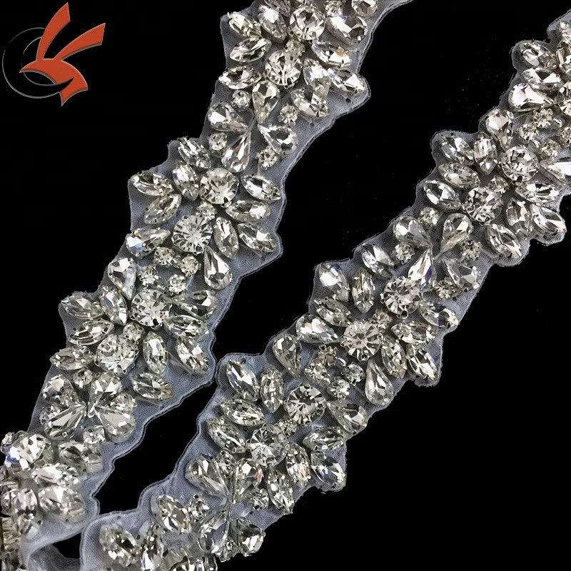 Wholesale iron-on crystal rhinestone applique trim