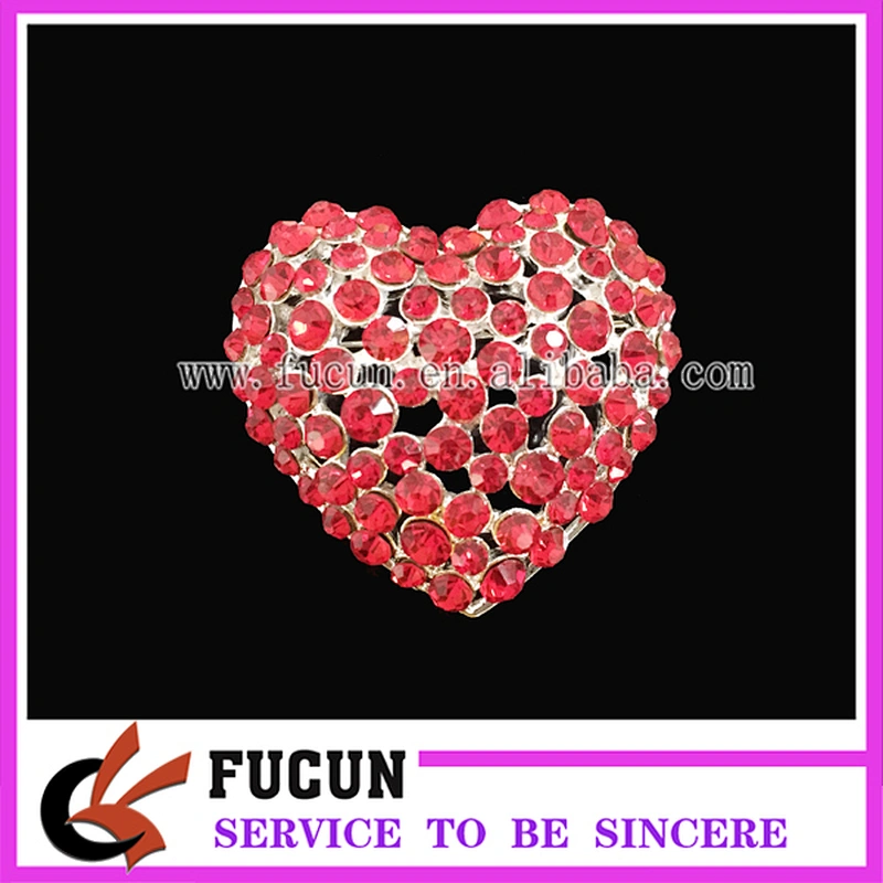 fashion alloy big heart shaped hollow brooch bright crystal brooch pin for women