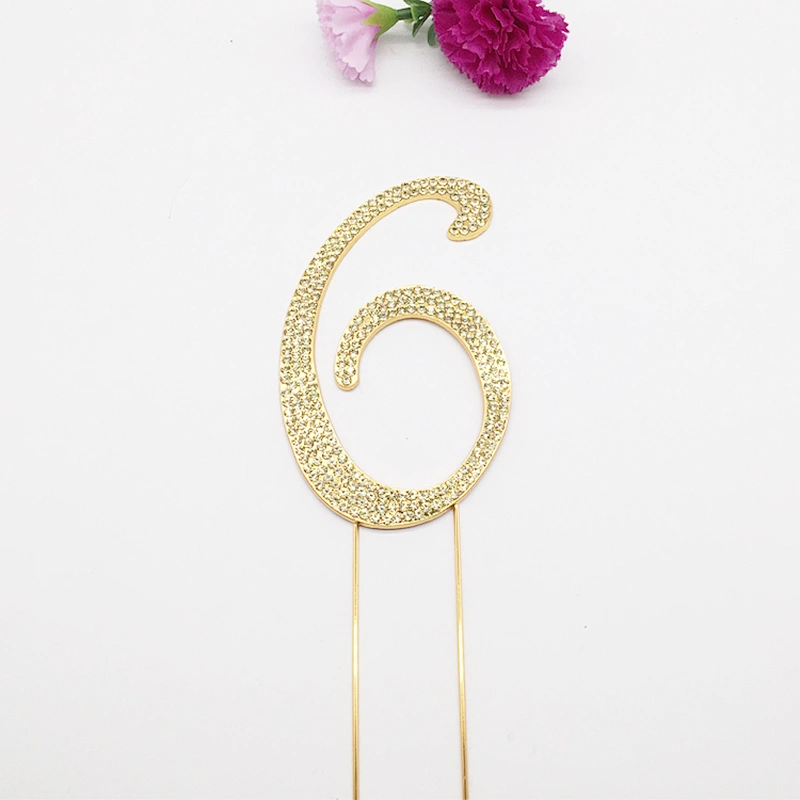 Birthday Decorations Gold Rhinestone Crystal Wedding Number Cake Topper