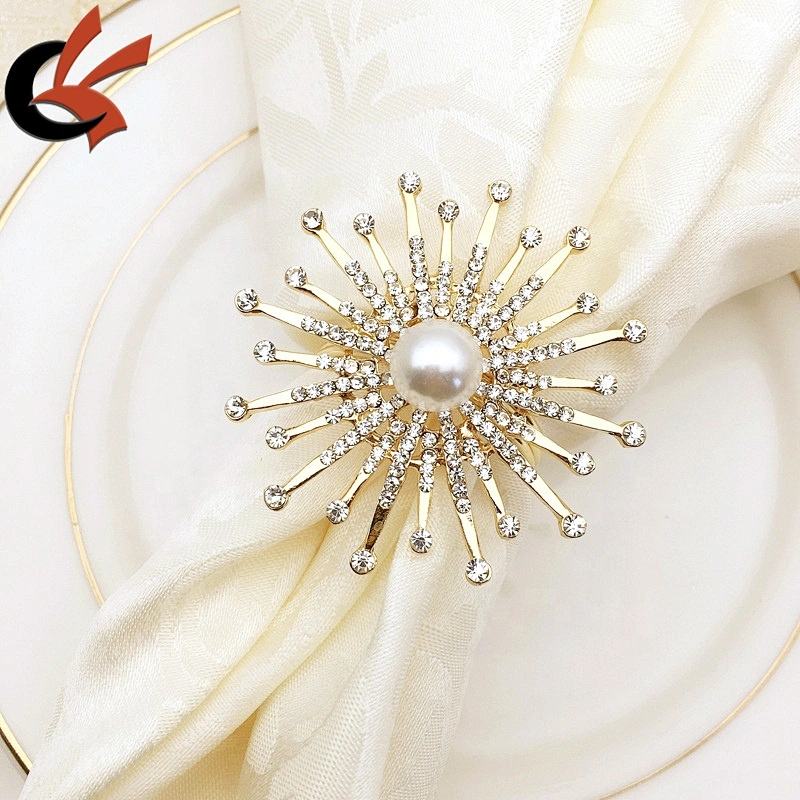 Restaurant & Hotel & Party table decoration pearl and rhinestone Napkin Ring