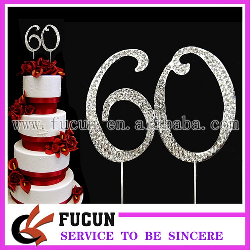 7cm Rhinestone Number 50Silver Crystal diamond cake Topper