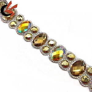 New Yellow AB resin stones iron on rhinestone trims tape appliques