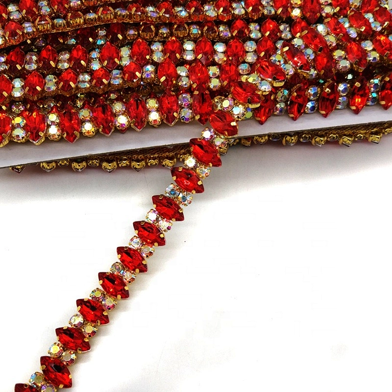 Wholesale Red Acrylic  AB clear Rhinestone Trim rhinestone chain