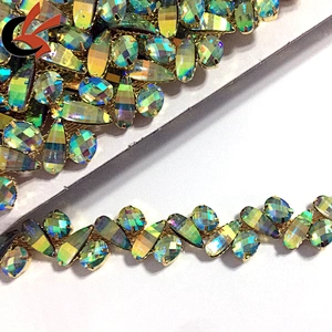 Shining Carnival decoration Green AB crystal rhinestone chain trimming