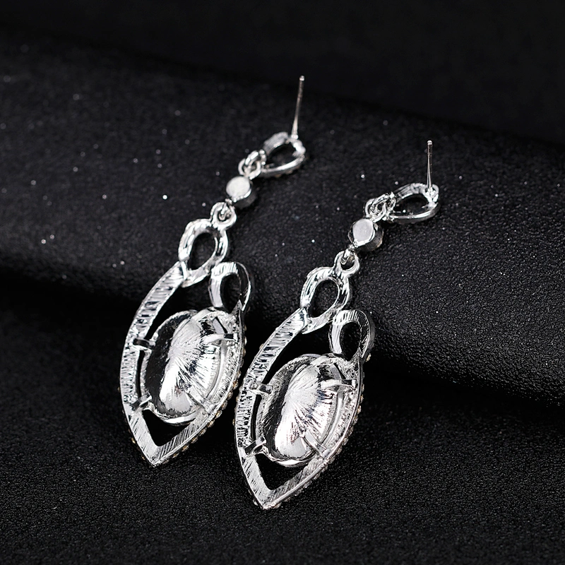 Art Deco Bridesmaid Teardrop Glass Rhinestone Earrings