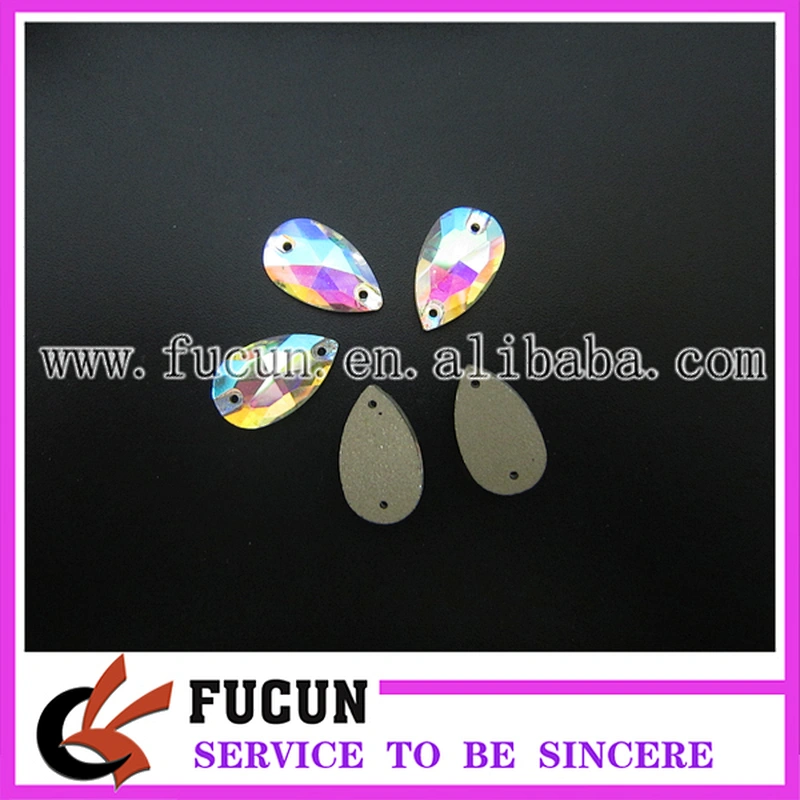 17*28mm sew on tear drop crystal glass stone for wedding dress decoration