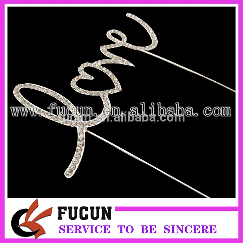 Customized new products wedding rhinestone LOVE cake topper party supplies China wholesale