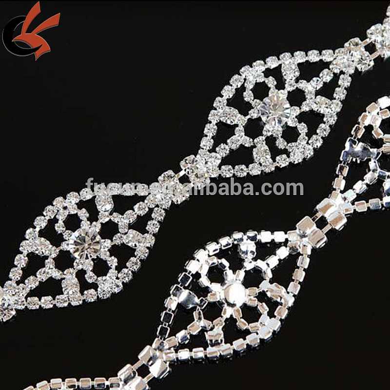 Silver Crystal Clear Rhinestone Leaf Vine Trim