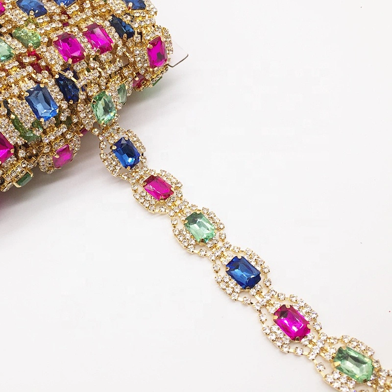mix colors rhinestone trimmings crystal type rhinestone chain lace trim factory price wholesale