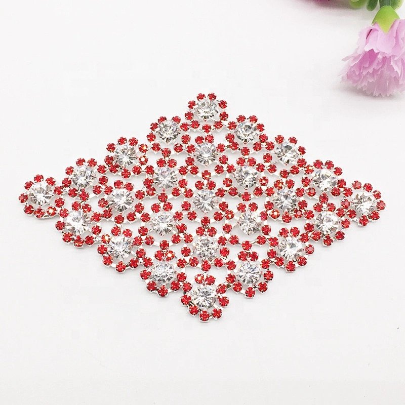 Wholesale attractive large square flat back rhinestone red crystal embellished applique for decoration