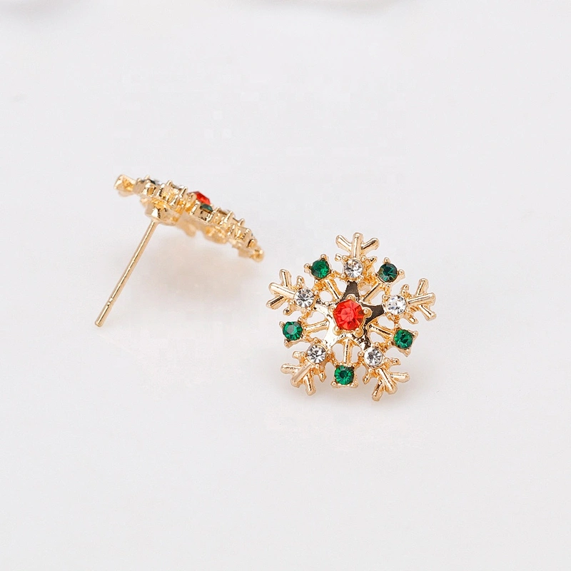 Beatiful mini gold rhinestone snowflake earrings