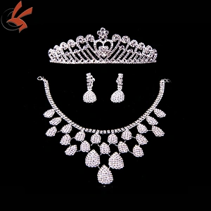 Crystal Rhinestone Teardrop Jewelry Set Crystal Wedding Necklace Set