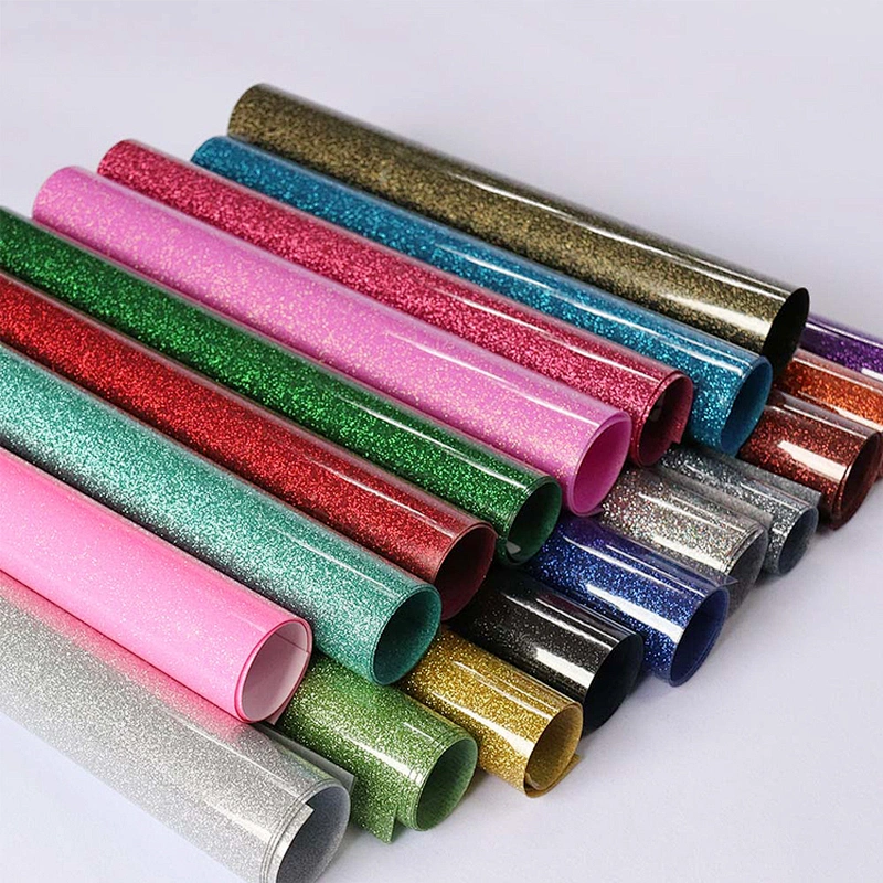 Wholesale Korea Quality Glitter Heat Transfer Press Vinyl Film Rolls Heat Transfer Glitter Vinyl