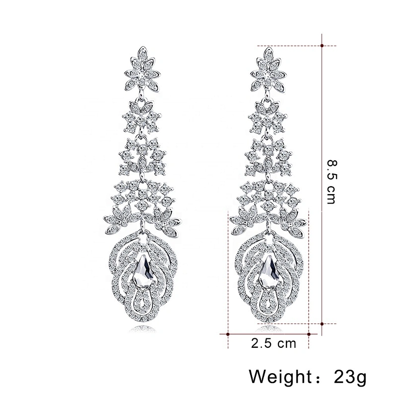 Stunning Gold Wedding crystal Rhinestone Earrings