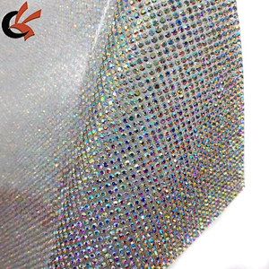24*40cm AB Clear Bling Bling Hot Fix Rhinestone Mesh Rhinestone Self-adhesive Sticker