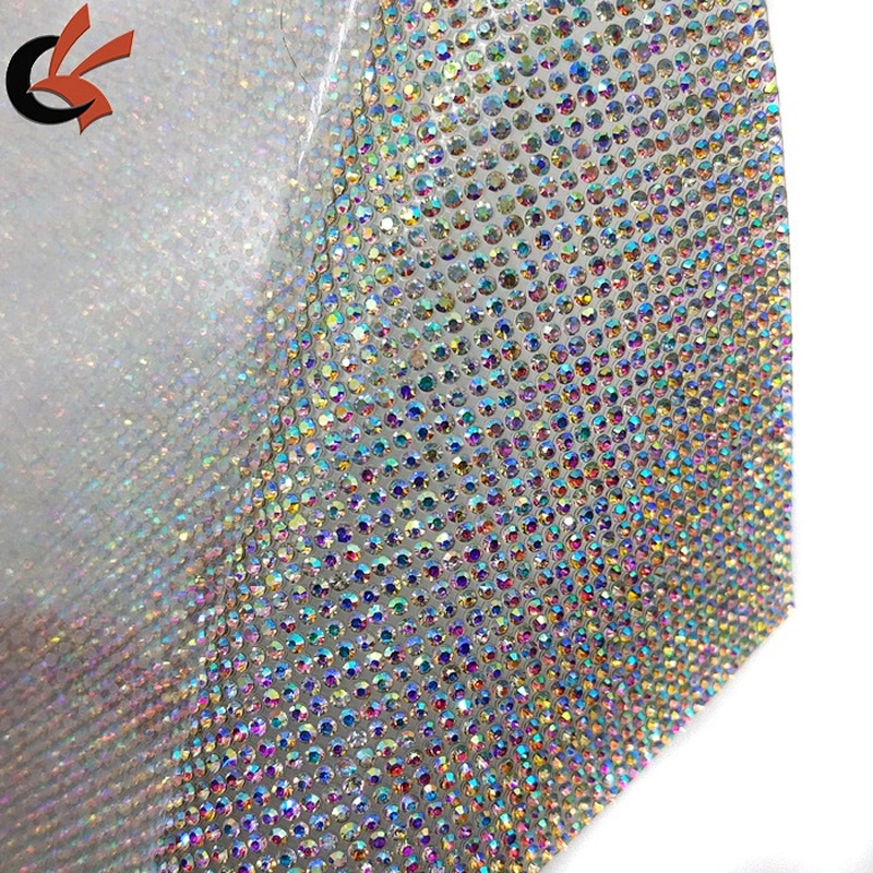 24*40cm AB Clear Bling Bling Hot Fix Rhinestone Mesh Rhinestone Self-adhesive Sticker