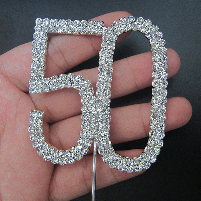 Crystal Rhinestone Shinning Number Cake Topper Birthday Cupcake Decorations