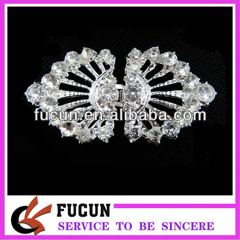 2017 hot sale mental alloyed rhinestone pair Closure Clasp buckle For Wedding Invitation Ribbon