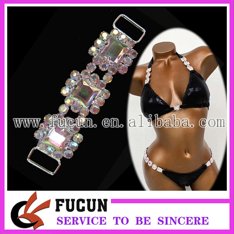 NEW NPC 2 piece Crystal Clear Square Rhinestone Bikini Back Connector