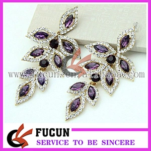 latest fashion leaves design gold plated earring jewelry wholesale