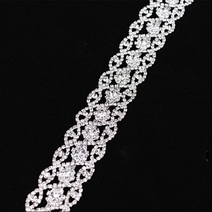 fancy small flower full diamond hand-made wedding dress rhinestone trims for bridal belt decoration