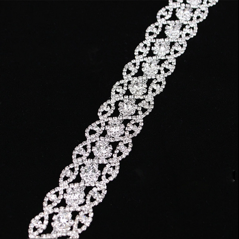 fancy small flower full diamond hand-made wedding dress rhinestone trims for bridal belt decoration