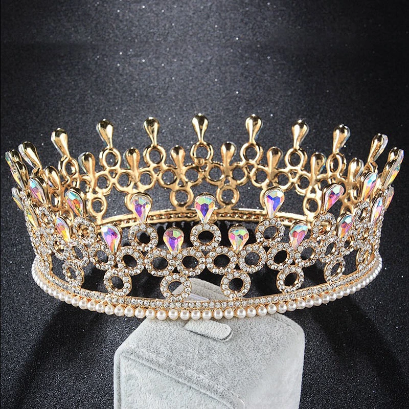 European Jewelry  Princess Bridal Round full round rhinestone pageant Crown for Wedding Prom
