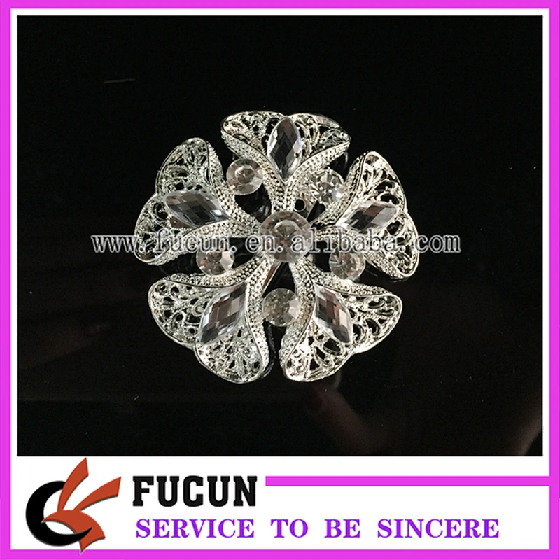 high quality metal and crystal rhinestone women floral brooch/irish channel brooch pins