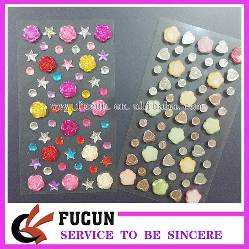 New Design Assorted Colours and Shape Acrylic Rhinestone Craft Gem Sticker for Decoration