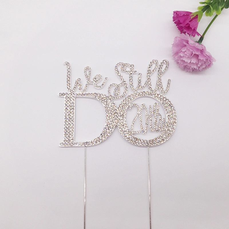 wedding souvenir design clear rhinestone 20th wedding anniversary cake topper
