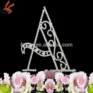 letter V rhinestone monogram wedding cake topper